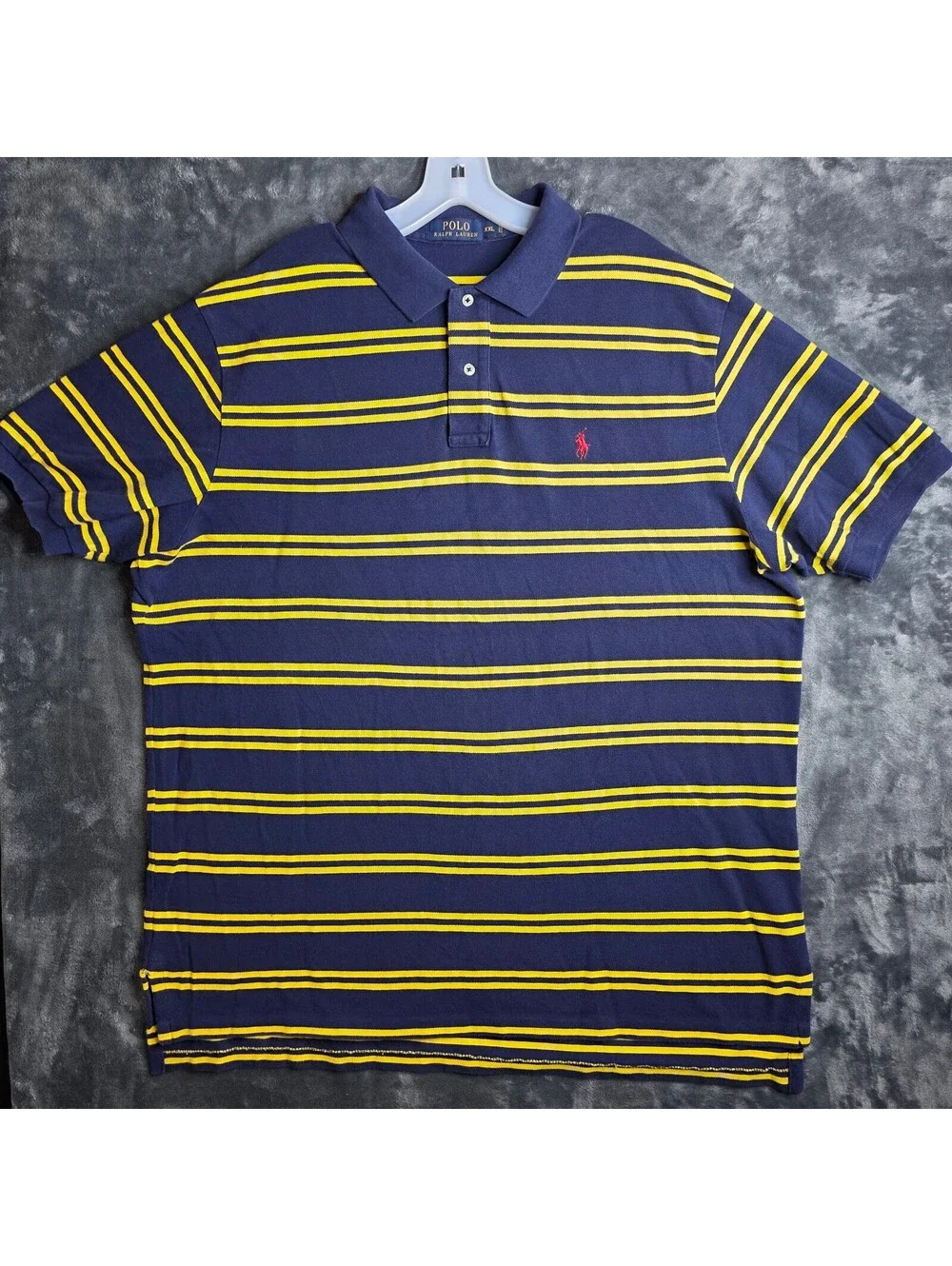 Polo Ralph Lauren Mens Striped Yellow and Navy Polo Sz XXL